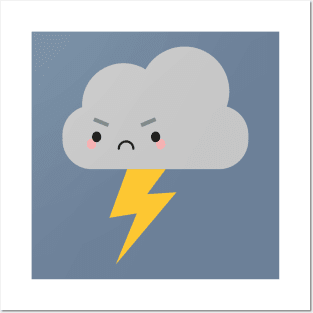 Kawaii Thunder & Lightning Cloud Posters and Art